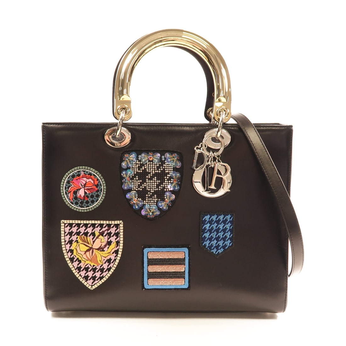 Dior Lady Dior Black Leather Limited Edition Two Way Shoulder Bag (1 of 18)