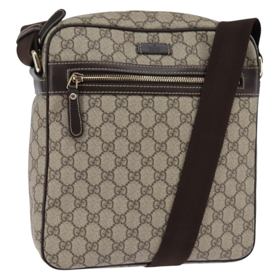 GUCCI GG Supreme Beige Gold Shoulder Bag 201448 Auth Italy (1 of 18)