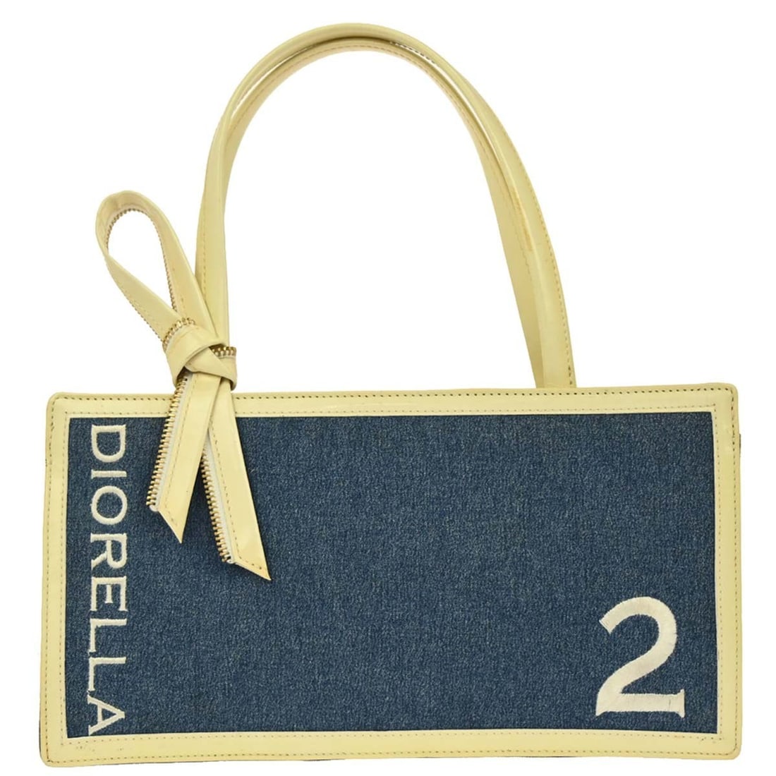 Dior Diorella Blue Canvas Leather Medium Top Handle Bag MU0031 (1 of 10)