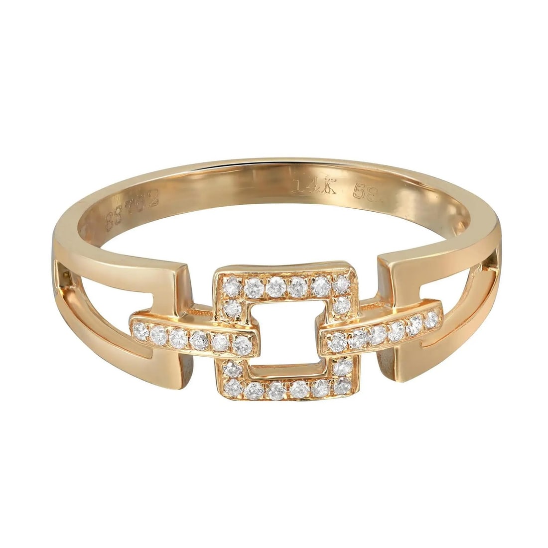 Rachel Koen 14K Yellow Gold Pave Set Diamond Ring 0.09ct Size 7.5 (1 of 5)