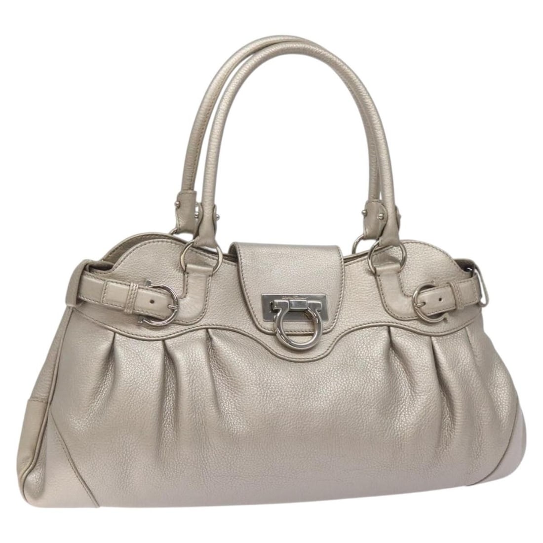 Gancini Silver Leather Shoulder Bag by Salvatore Ferragamo (1 of 18)
