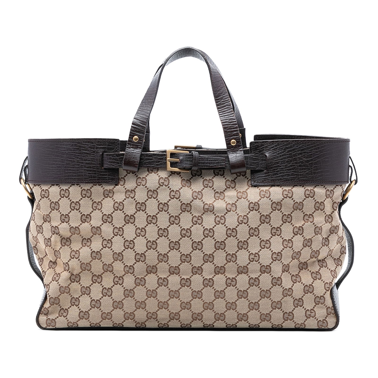 Brown GG Canvas Tote Bag with Leather Trim by Gucci (1 of 7)