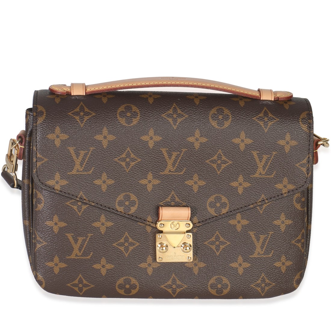 Louis Vuitton Pochette Metis Monogram Canvas Shoulder Bag with Dustbag and Strap: Louis Vuitton Pochette Metis Monogram Canvas Shoulder Bag with Dustbag and Strap This Louis Vuitton Pochette Metis shoulder bag is crafted from brown monogram canvas with gold-tone hardware and featur