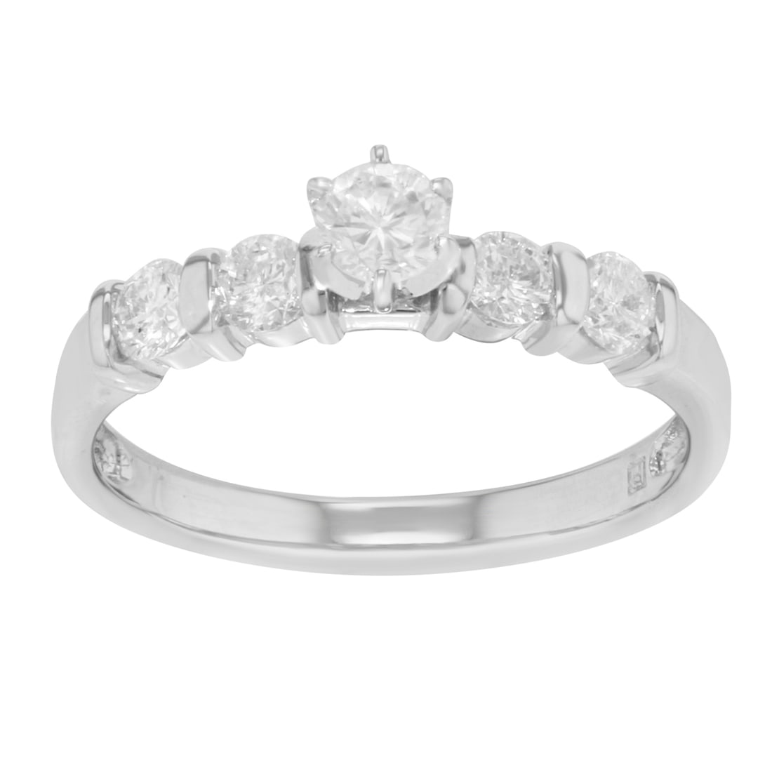 Rachel Koen 14K White Gold Diamond Engagement Ring 0.66 Cttw Size 7: Rachel Koen 14K White Gold Diamond Engagement Ring 0.66 Cttw Size 7 This elegant engagement ring showcases a stunning design crafted from fine 14K white gold, featuring five exquisite round brilliant