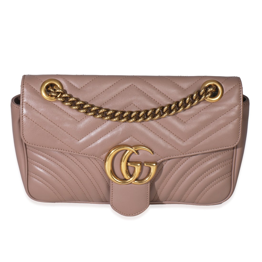 Medium GG Marmont Beige Leather Shoulder Bag with Dustbag by Gucci: Medium GG Marmont Beige Leather Shoulder Bag with Dustbag by Gucci This Gucci Medium GG Marmont shoulder bag is crafted from beige matelasse calfskin leather and features gold-tone hardware. The bag h