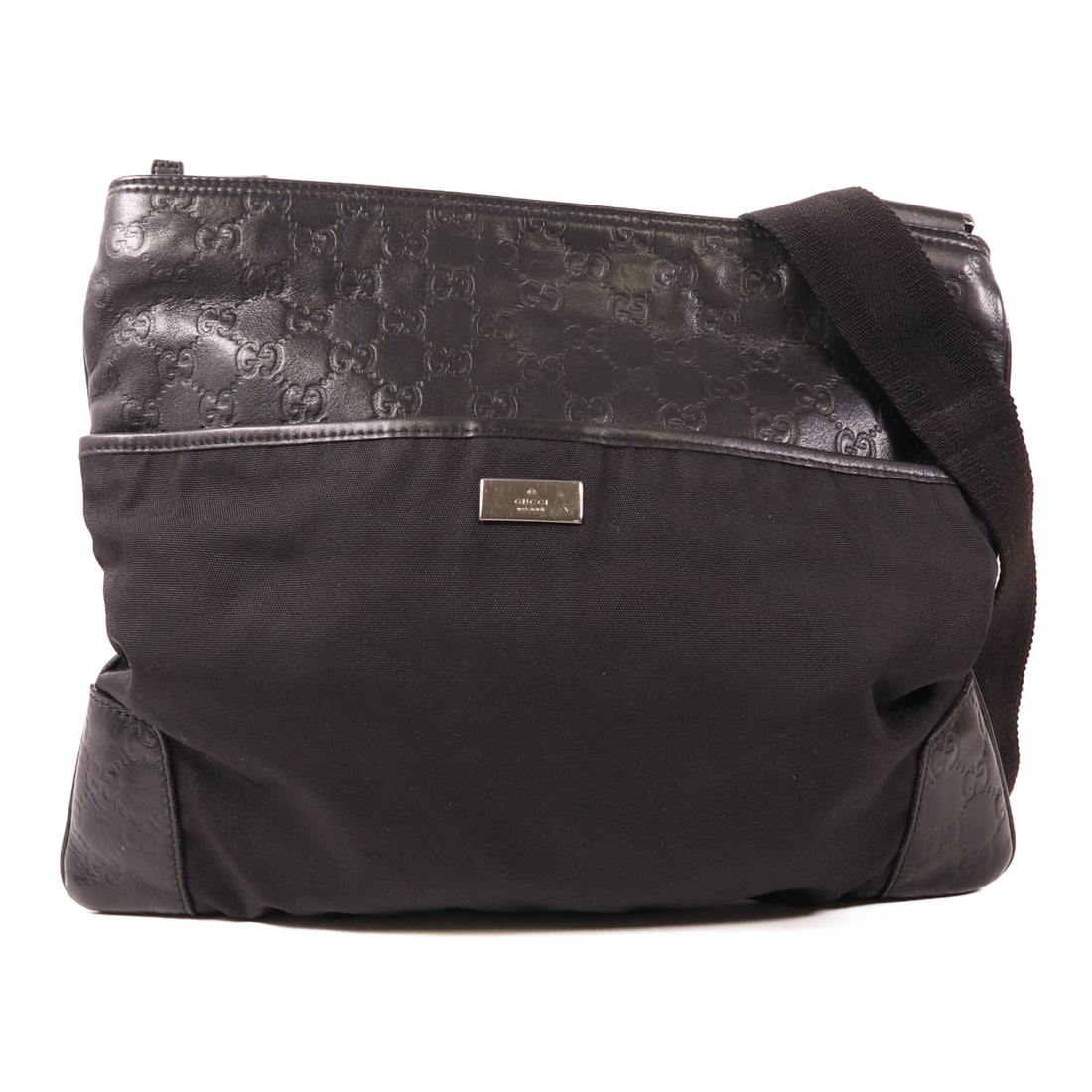 GUCCI GG SHW Black Canvas Shoulder Bag 161822 (1 of 13)