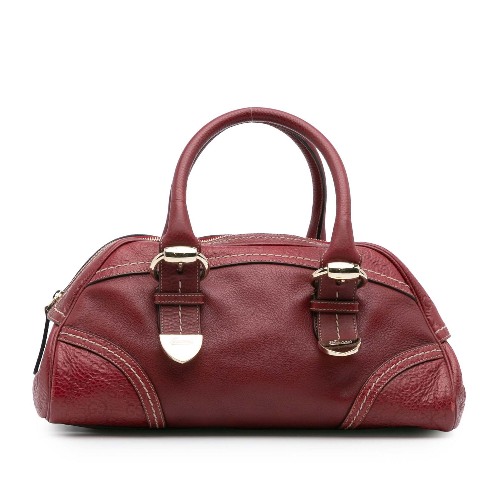 Gucci Red Guccissima Trimmed Leather Signoria Handbag Italy (1 of 11)