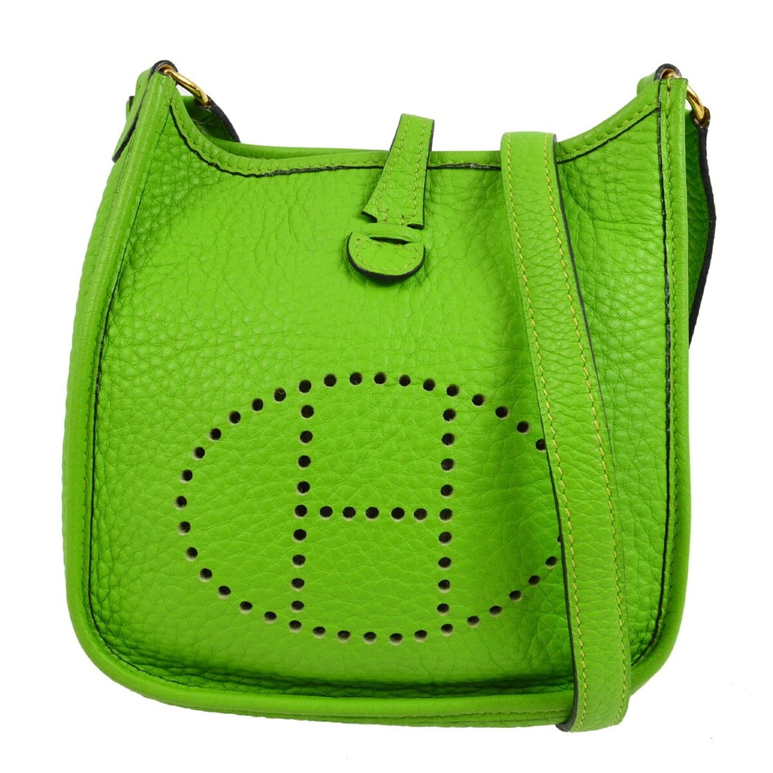 Hermes Green Taurillon Clemence Evelyne TPM Shoulder Bag Gold Hardware (1 of 8)