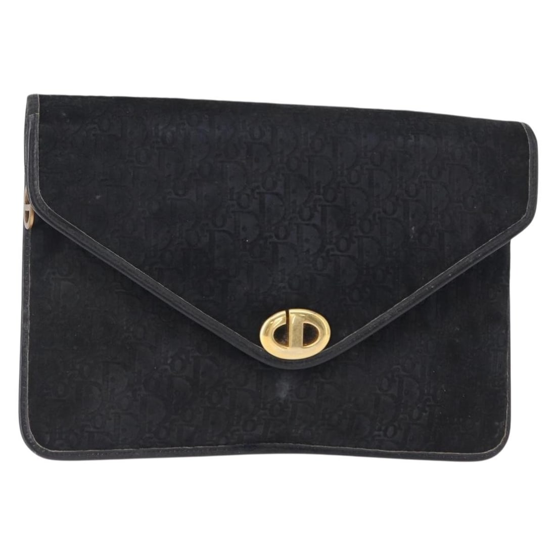 Vintage Dior Trotter Black Clutch Pouch Bag: Vintage Dior Trotter Black Clutch Pouch Bag This pre-owned Christian Dior vintage Trotter pouch comes in black and is designed for women. The clutch exhibits visible signs of wear, including surface r