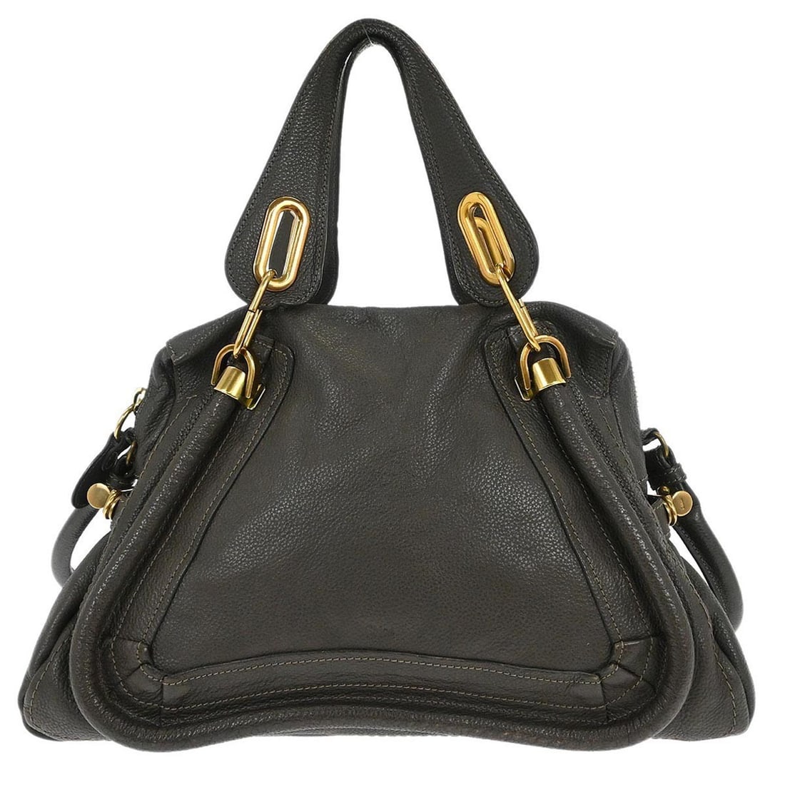 Chloe Paraty Large Brown Leather Top Handle Bag with Gold Hardware (1 of 10)