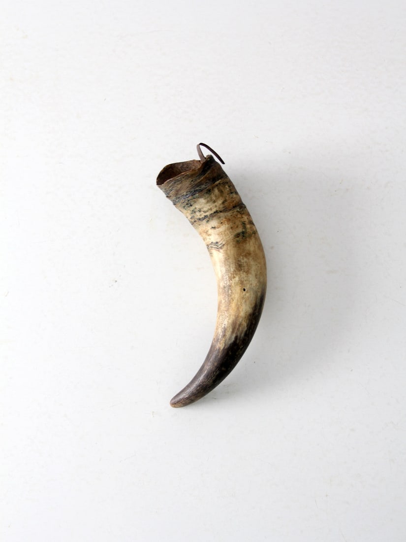 Vintage Natural Cow Horn Hanging Vase with Metal Hook (1 of 5)