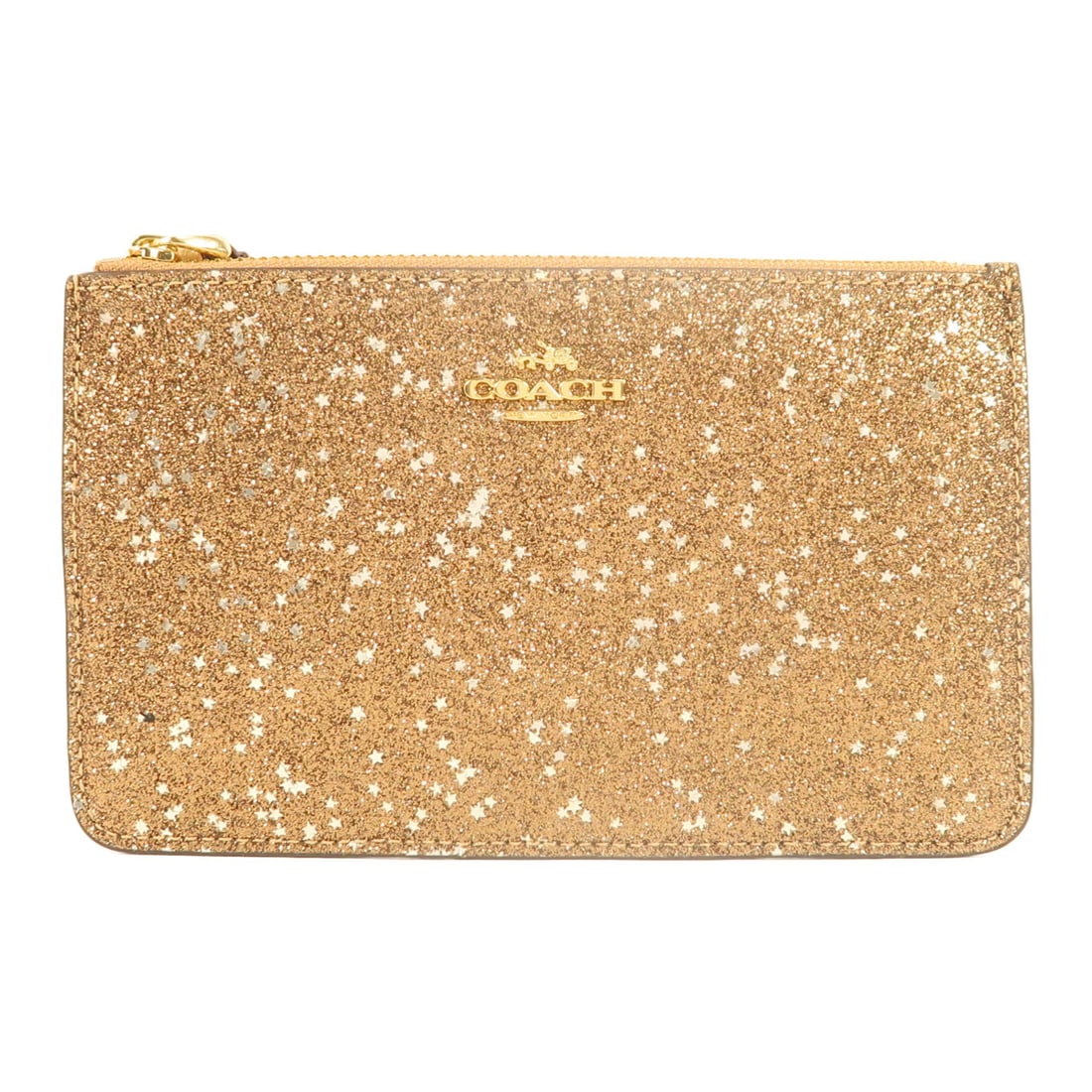 COACH Gold Calfskin Leather Clutch Bag Pouch GHW (1 of 12)