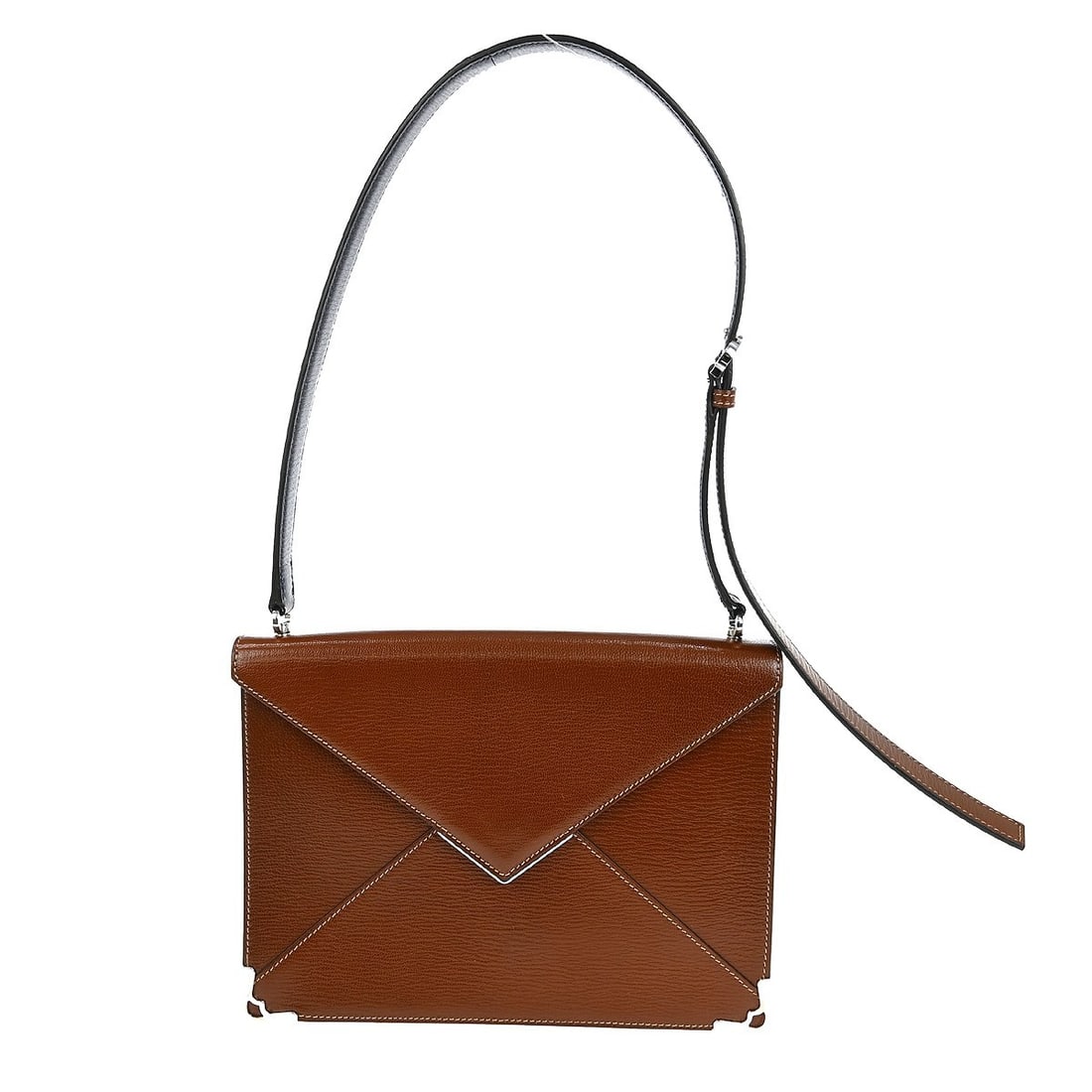 Medium Brown Leather Shoulder Bag by Cartier Vintage France: Medium Brown Leather Shoulder Bag by Cartier Vintage France This Cartier shoulder bag features a medium-sized brown leather exterior and a shoulder strap for comfortable carrying. Made in France, this