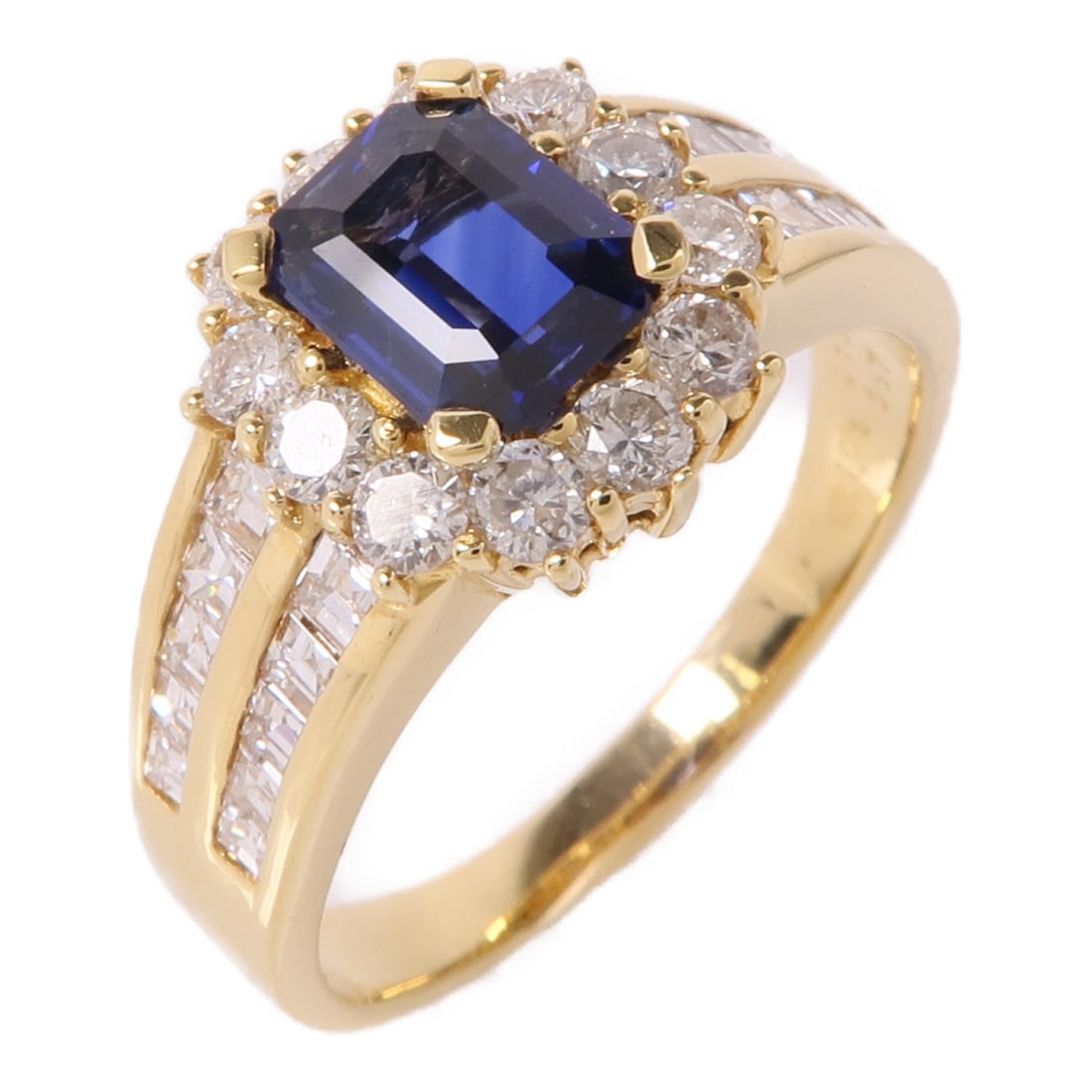 Sapphire Diamond Ring in 18K Yellow Gold Size 8.75 (1 of 10)