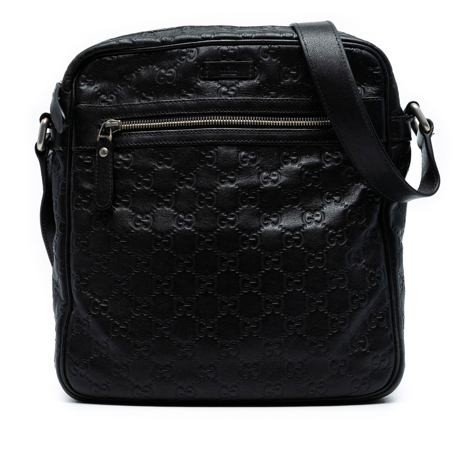 Gucci Guccissima Black Crossbody Bag with Zip Closure (1 of 7)