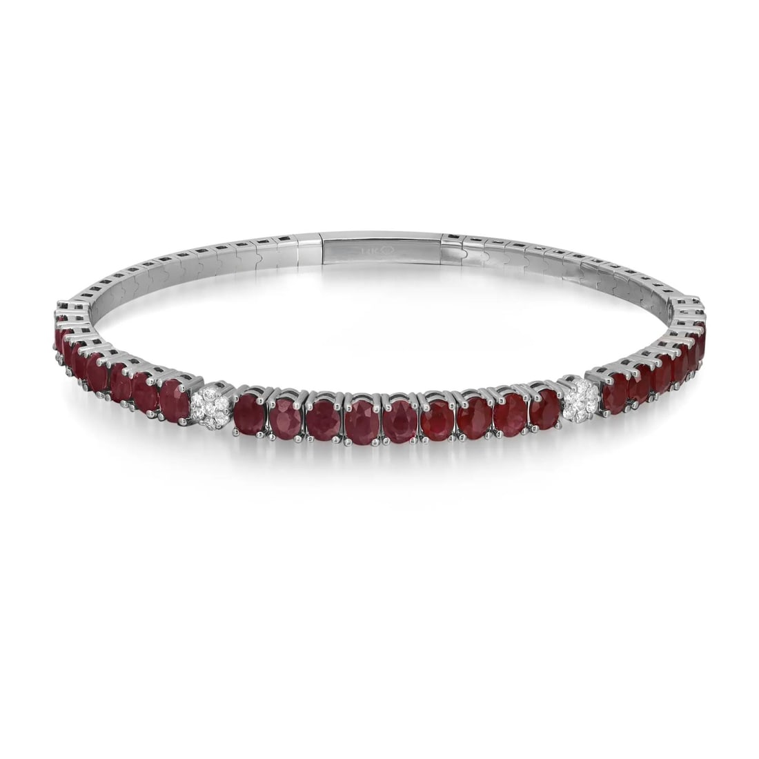 Rachel Koen 14K White Gold Ruby Diamond Bangle Bracelet 5.83 ctw Stackable (1 of 6)