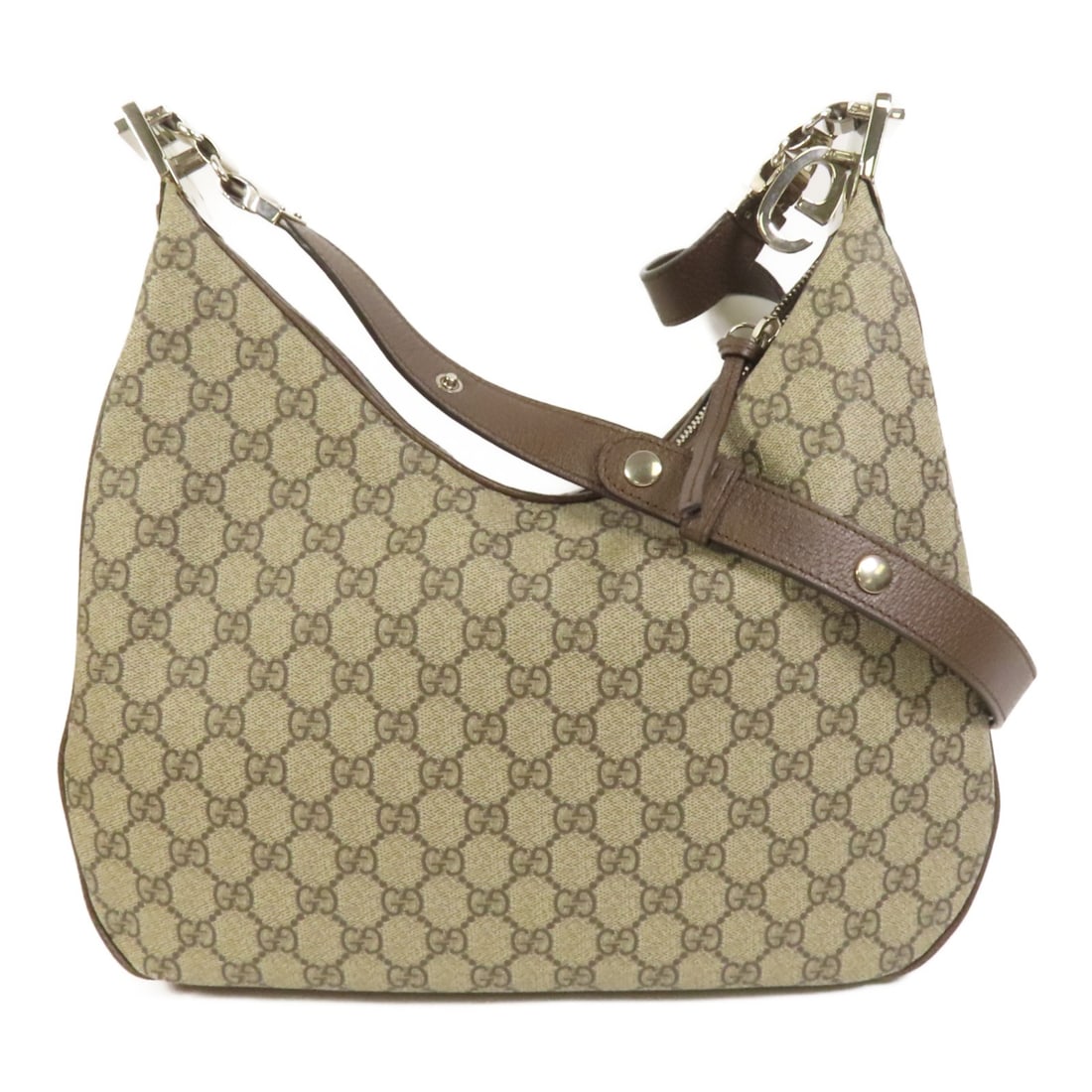Beige GG Canvas Attache Shoulder Bag by Gucci with Silver Hardware (1 of 16)