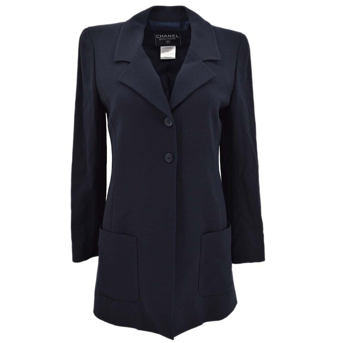 Chanel Vintage Navy Wool Single Breasted Jacket Size 38 (1 of 10)