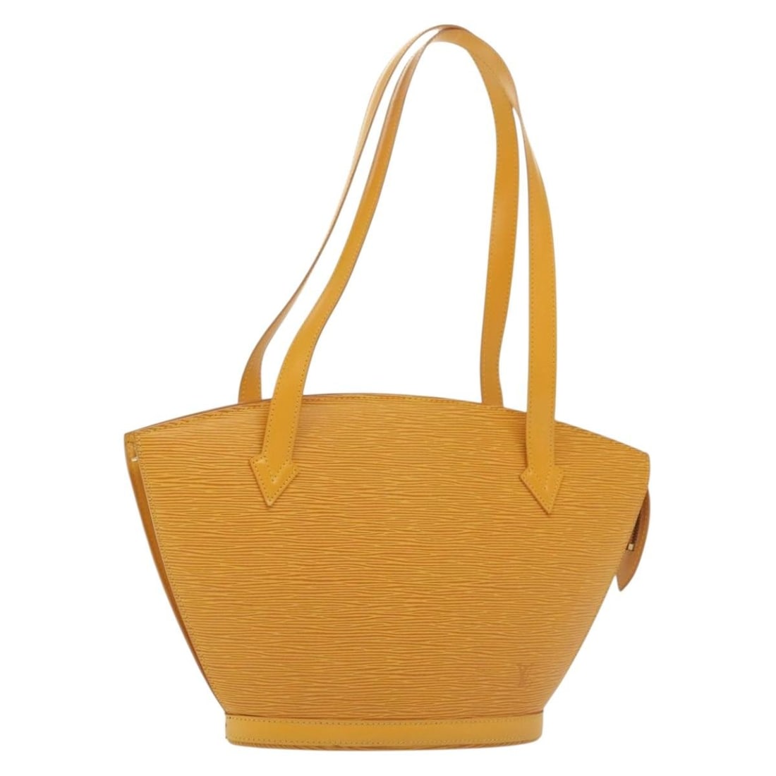 Yellow Epi Saint Jacques Bag by Louis Vuitton: Yellow Epi Saint Jacques Bag by Louis Vuitton This pre-owned Louis Vuitton Epi Saint Jacques handbag in yellow features a structured design with a shoulder strap. It shows slight signs of use, includi