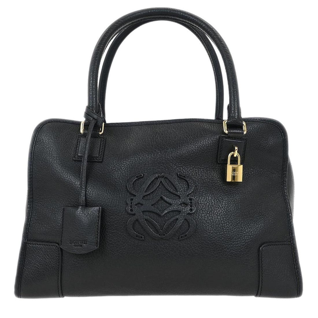 Pre-owned Loewe Amazona Black Handbag 35cm: Pre-owned Loewe Amazona Black Handbag 35cm This pre-owned Loewe Amazona handbag features a sleek black design and is in very good condition with minimal signs of use and no odor. It is intended for fe