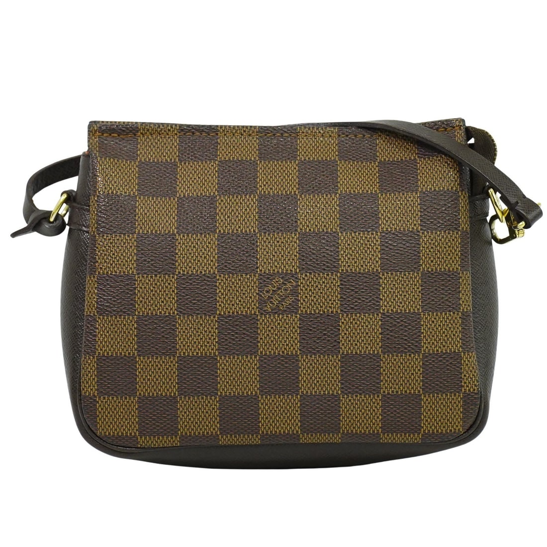 Brown Trousse Makeup Pouch by Louis Vuitton: Brown Trousse Makeup Pouch by Louis Vuitton This Louis Vuitton Trousse make up bag is crafted in brown material and designed for female use. It features hardware with fading and some marks inside, alo