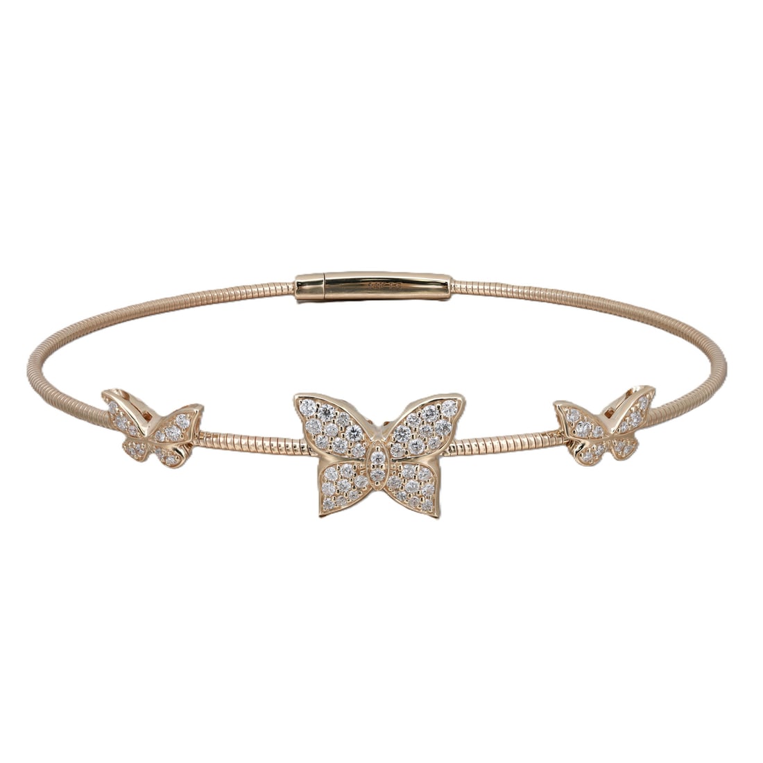 Rachel Koen 14K Yellow Gold Butterfly Bangle Bracelet 0.39ct Lab Grown Diamonds: Rachel Koen 14K Yellow Gold Butterfly Bangle Bracelet 0.39ct Lab Grown Diamonds Elevate your accessory game with this exquisite bangle bracelet featuring three stunning butterfly motifs, each adorned