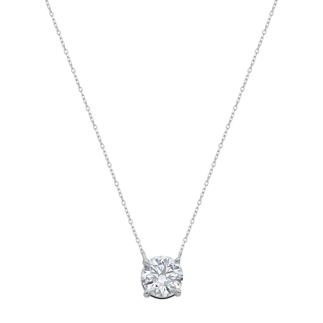 Rachel Koen 14K White Gold 2.01ct Round Cut Lab Grown Diamond Pendant Necklace: Rachel Koen 14K White Gold 2.01ct Round Cut Lab Grown Diamond Pendant Necklace Elevate your jewelry collection with this exquisite round cut lab grown diamond pendant necklace. Crafted from premium 14