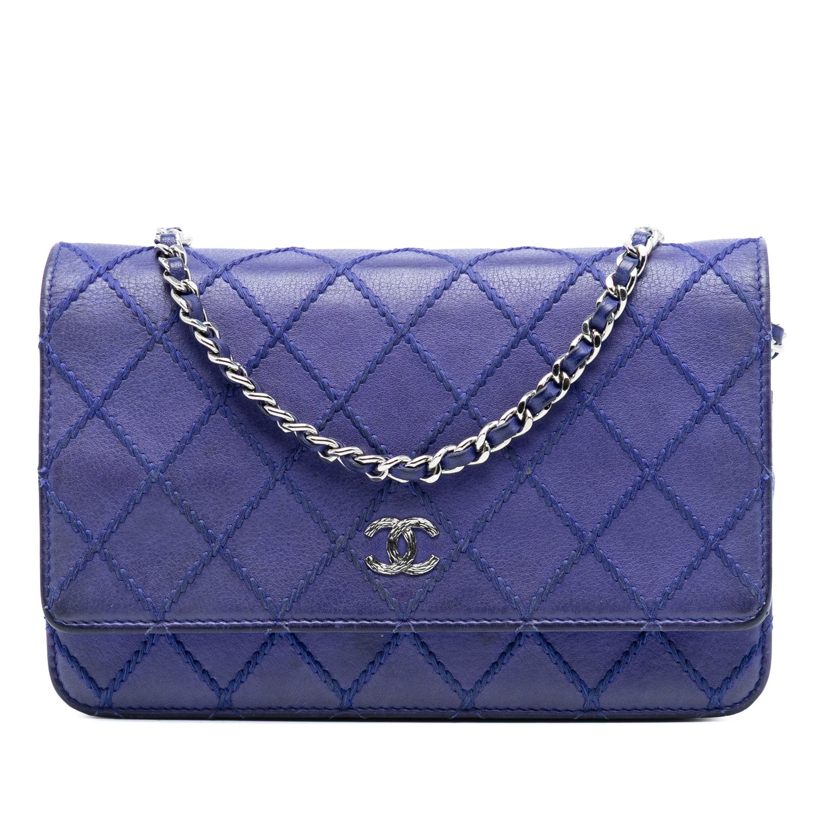 Blue Chanel Wallet on Chain with Quilted Leather and CC Logo (1 of 7)