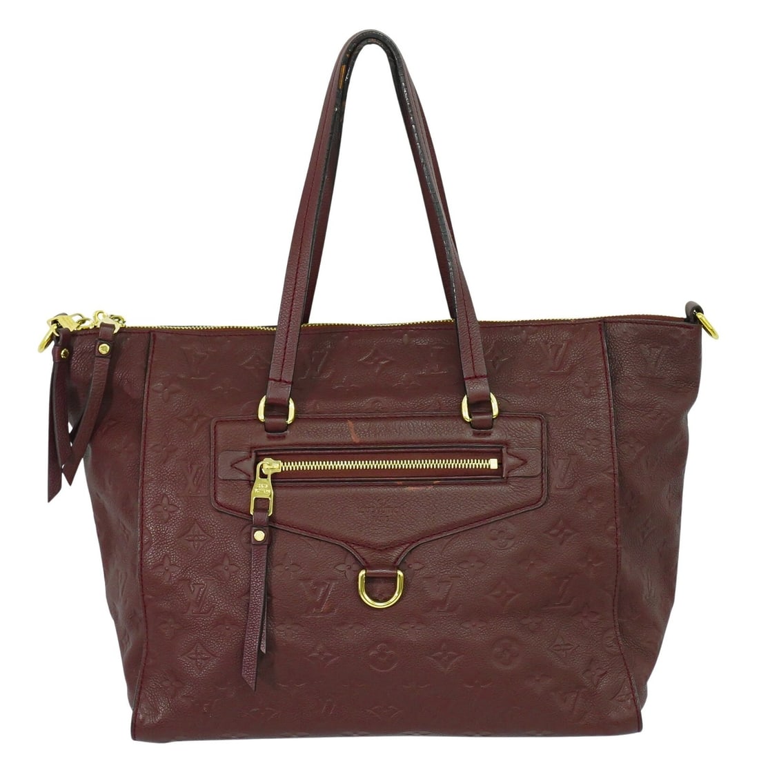 Lumineuse Burgundy Bag by Louis Vuitton: Lumineuse Burgundy Bag by Louis Vuitton This Louis Vuitton Lumineuse handbag in burgundy is designed for women and features a spacious interior. The bag is in good used condition with visible wear, in