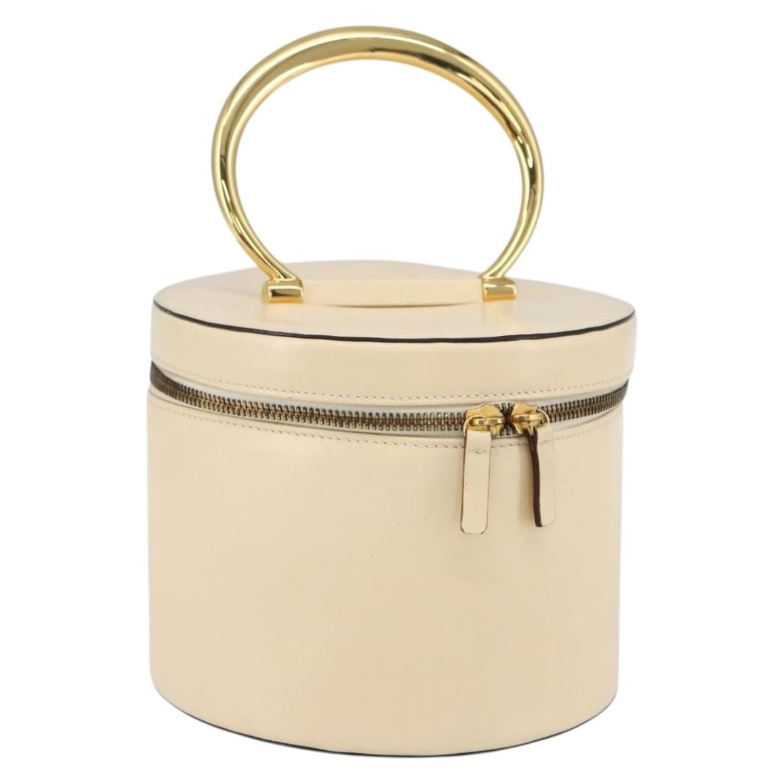 Ivory Vanity Handbag by Celine: Ivory Vanity Handbag by Celine This pre-owned Celine Vanity bag in ivory is designed for female use and features a structured silhouette. The handbag is in very good condition with slight rubbing on t