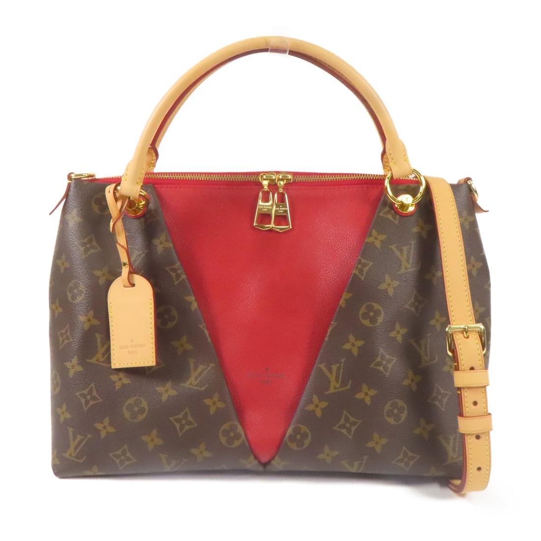 LOUIS VUITTON LV GHW V Tote MM 2way Shoulder Bag Monogram Cerise: LOUIS VUITTON LV GHW V Tote MM 2way Shoulder Bag Monogram Cerise This stylish LOUIS VUITTON LV GHW V Tote MM 2way Shoulder Bag showcases a chic design crafted from durable PVC coated canvas. The exter