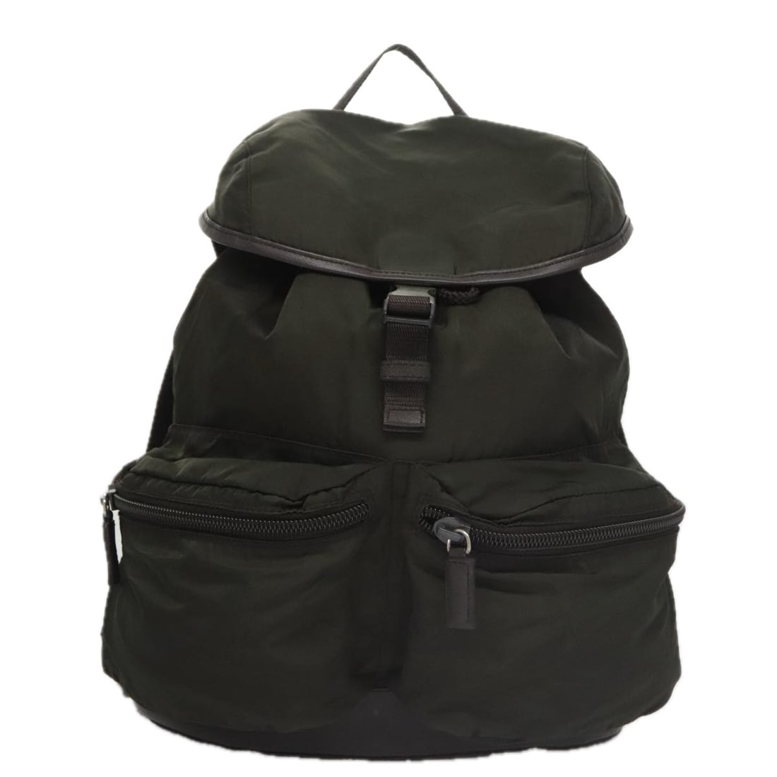 Khaki Prada Backpack with Dual Front Pockets (1 of 2)
