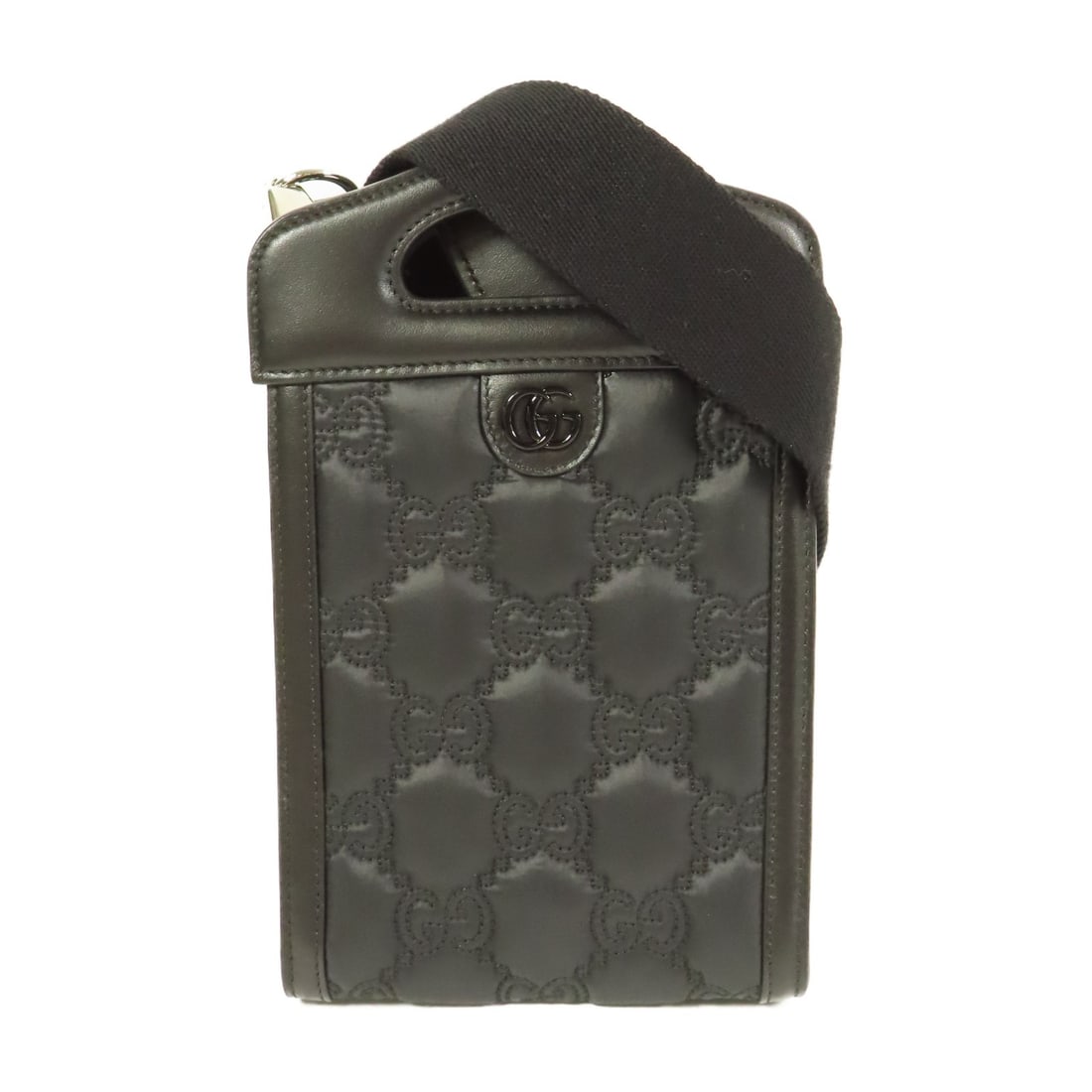 GUCCI GG Matelasse Black Leather 2-Way Top Handle Shoulder Bag: GUCCI GG Matelasse Black Leather 2-Way Top Handle Shoulder Bag This exquisite GUCCI GG Matelasse Top Handle Bag features a stylish 2-way design, allowing for versatile wear as both a shoulder and top