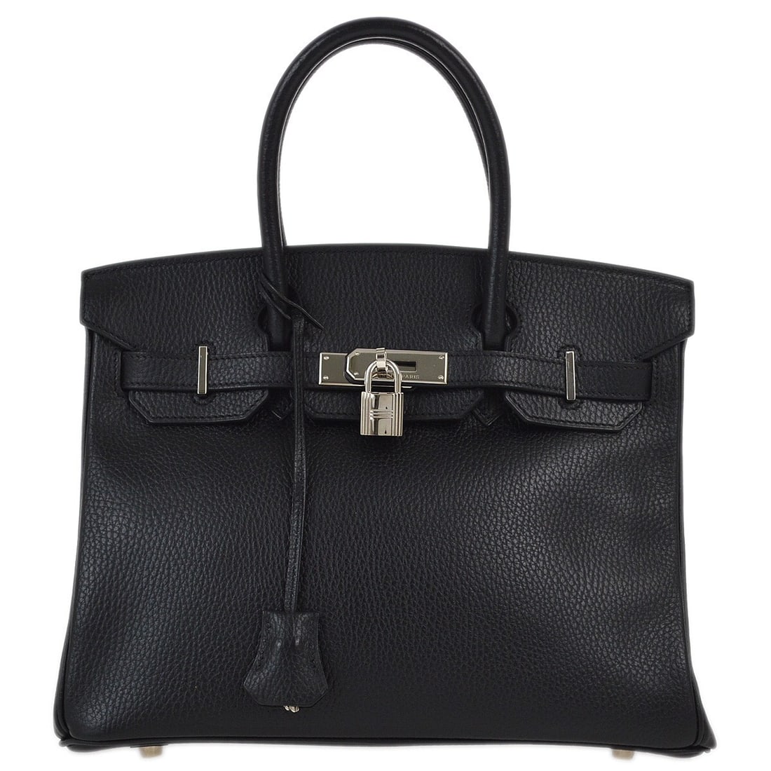 Hermes Black Ardennes Birkin 30 Top Handle Handbag: Hermes Black Ardennes Birkin 30 Top Handle Handbag This exquisite Hermes Birkin 30 handbag is crafted from luxurious black Ardennes leather, making it a perfect accessory for any casual occasion. The