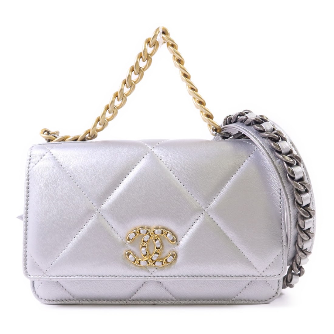 Chanel 19 WOC Lambskin Leather Silver Shoulder Crossbody Bag (1 of 18)