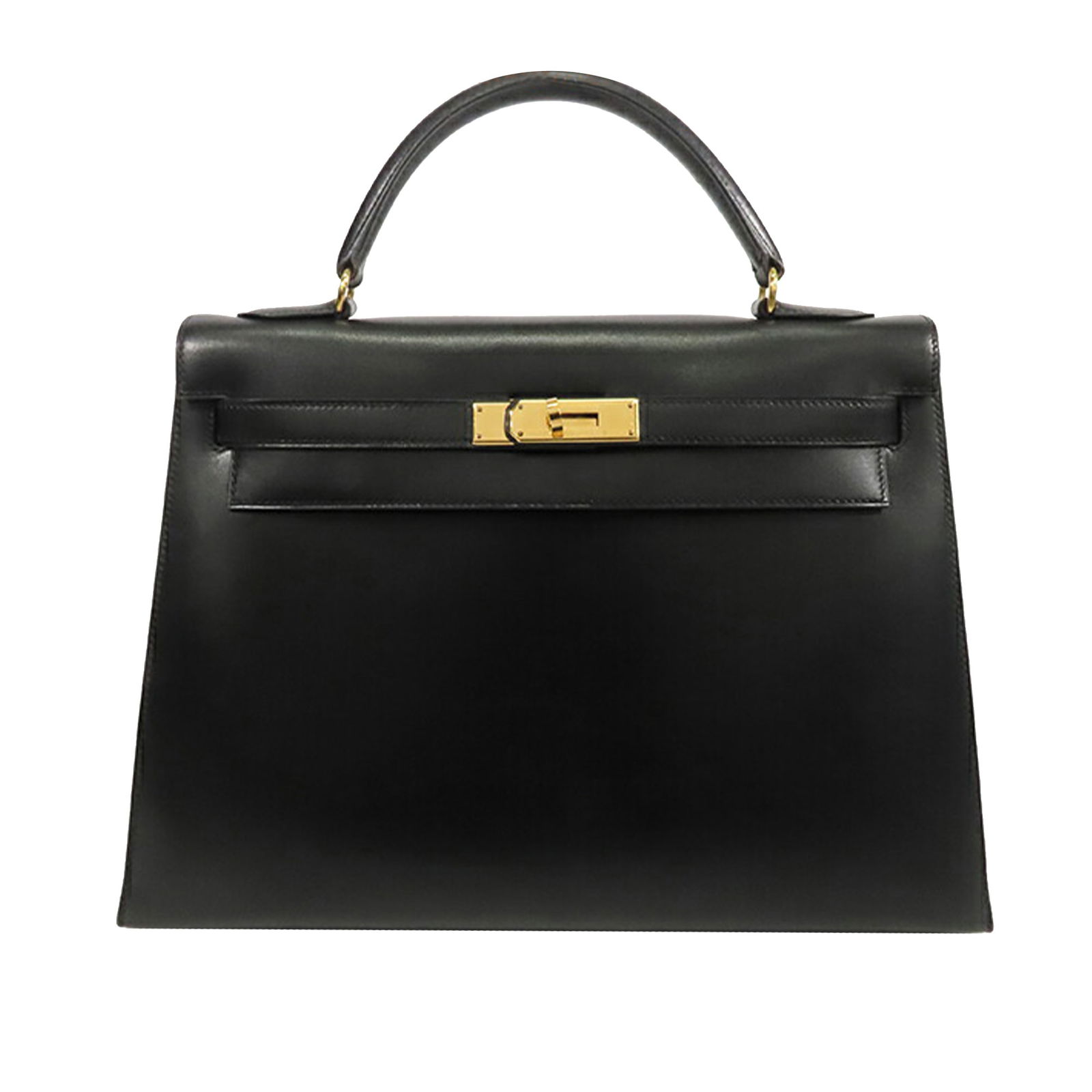 Hermes Black Box Calf Kelly Sellier 32 Leather Handbag: Hermes Black Box Calf Kelly Sellier 32 Leather Handbag Introducing the Hermes Box Calf Kelly Sellier 32, an elegant and timeless handbag crafted from premium black leather. This sophisticated piece fe