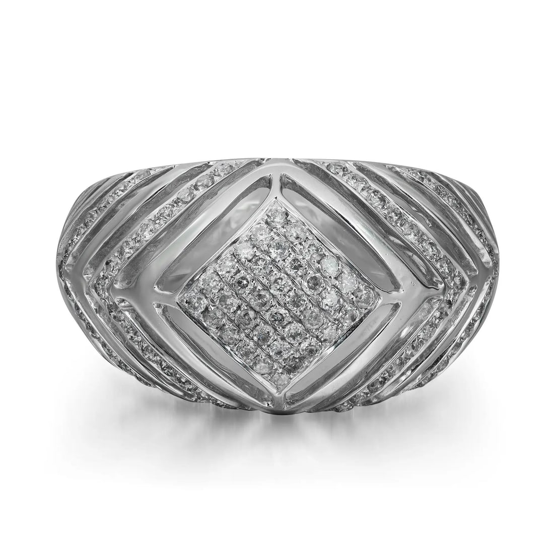 Rachel Koen 0.55ct Pave Set Round Diamond Cocktail Ring 14K White Gold (1 of 5)