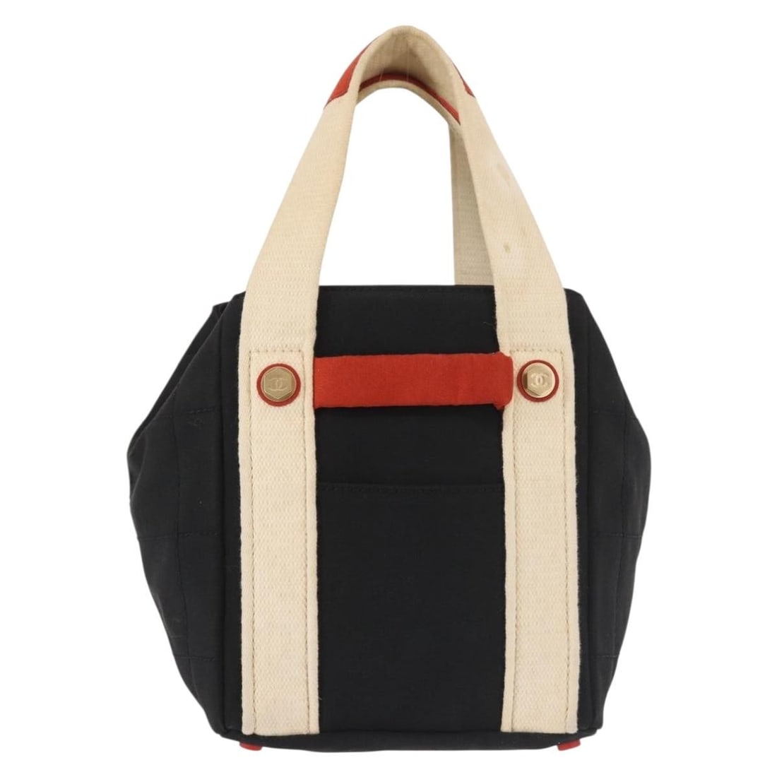 Navy Chocolate Bar Handbag by Chanel with Coco Mark Detail: Navy Chocolate Bar Handbag by Chanel with Coco Mark Detail This pre-owned Chanel Chocolate Bar Coco Mark handbag in navy is designed for women. It is in good condition, with visible signs of use inclu