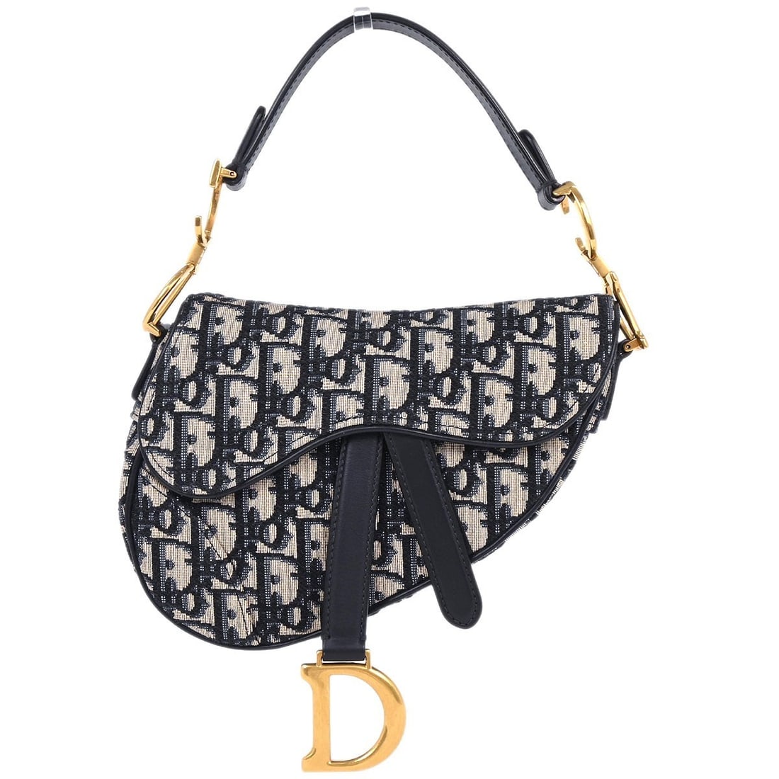 Dior Mini Saddle Bag Navy Oblique Canvas Leather Shoulder Purse: Dior Mini Saddle Bag Navy Oblique Canvas Leather Shoulder Purse This Christian Dior Navy Oblique Trotter Saddle Handbag features a mini size and is crafted from canvas and leather in a navy color. Des