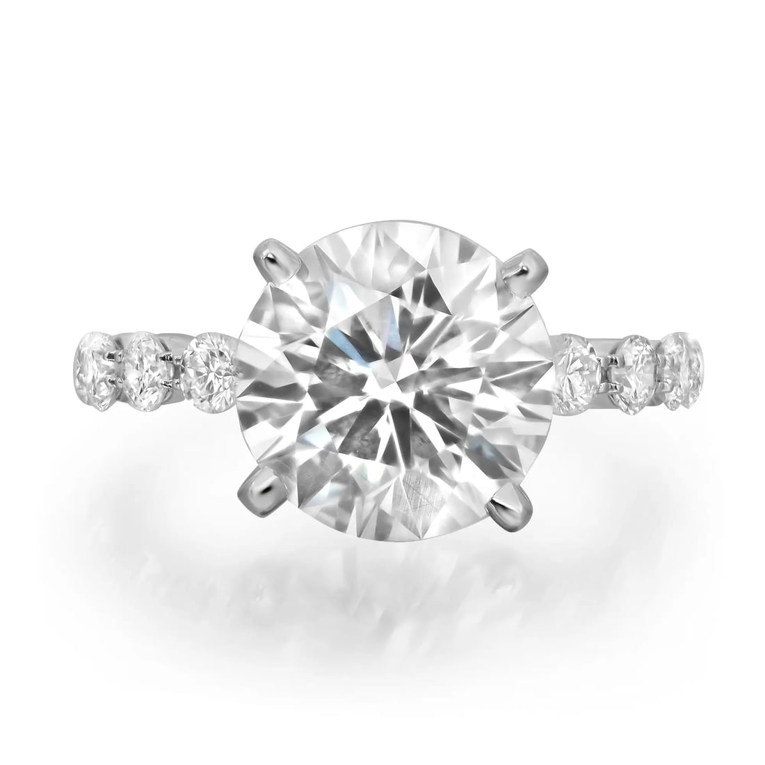 Rachel Koen 18K White Gold Engagement Ring 4.87Cttw Lab & Natural Diamonds IGI Certified: Rachel Koen 18K White Gold Engagement Ring 4.87Cttw Lab & Natural Diamonds IGI Certified This exquisite engagement ring combines the elegance of lab-grown and natural diamonds, crafted in luxurious 18