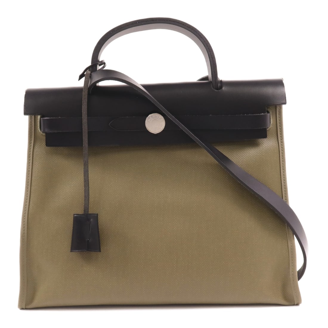 HERMES Herbag PM 2 Way Shoulder Bag Lichen Noir Coated Canvas (1 of 15)