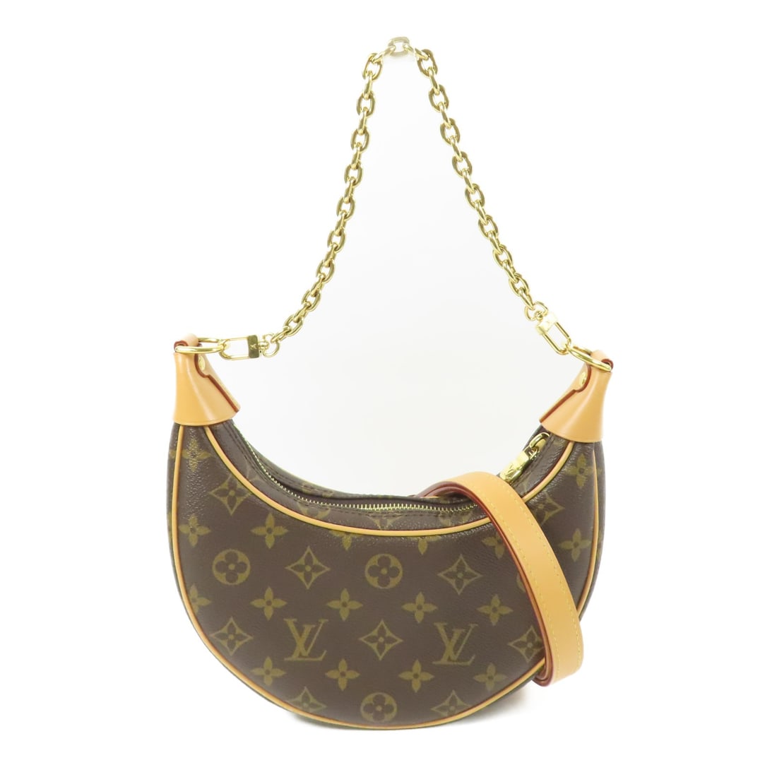 LOUIS VUITTON Monogram Loop 2 Way Shoulder Bag M81098 Brown GHW: LOUIS VUITTON Monogram Loop 2 Way Shoulder Bag M81098 Brown GHW This elegant Louis Vuitton Loop 2 Way Shoulder Bag showcases the iconic Monogram pattern in a rich brown hue. Crafted from durable PVC c