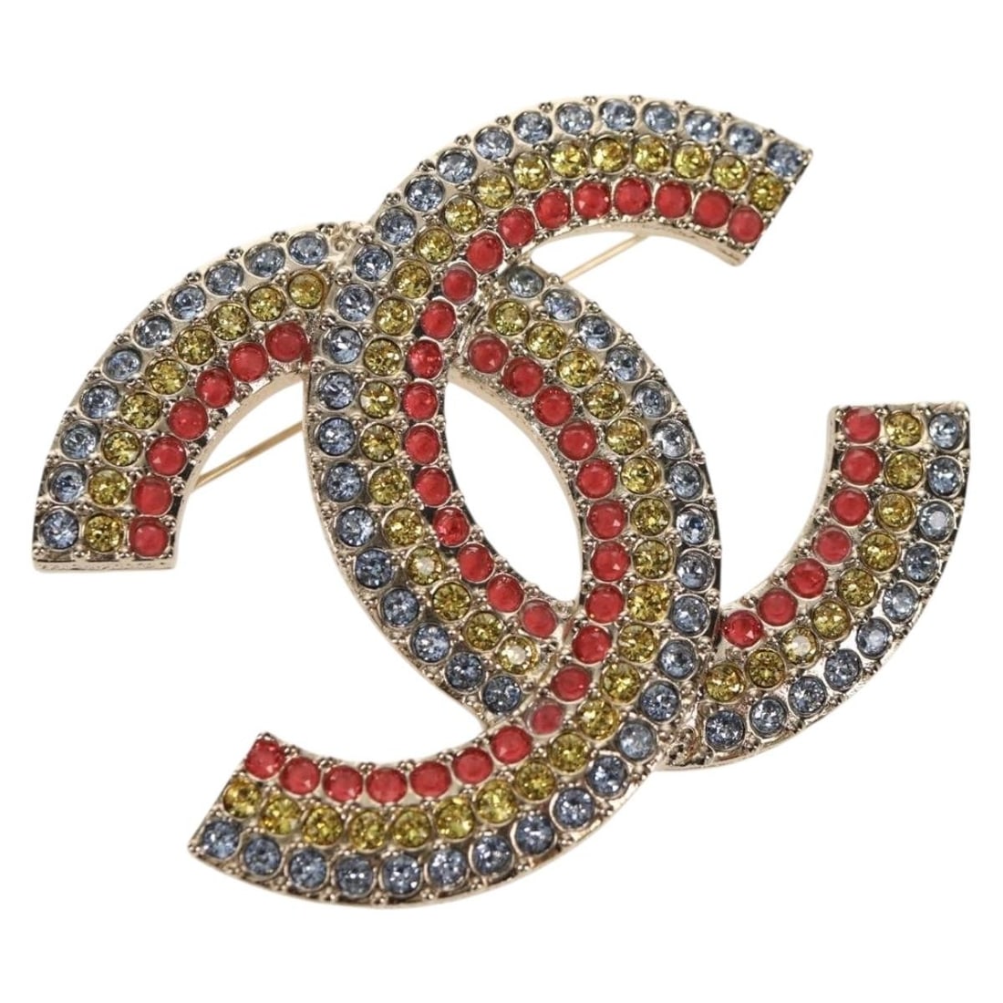 CHANEL Multicolor CC Brooch Metal Auth A23 C Dust Bag: CHANEL Multicolor CC Brooch Metal Auth A23 C Dust Bag This exquisite CHANEL COCO Mark Brooch features a striking multicolor design crafted from high-quality metal. Made in France, this brooch is a per