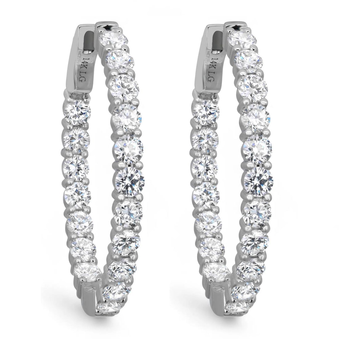 Rachel Koen 14K White Gold Oval Hoop Earrings 3.79Cttw Lab Grown Diamonds (1 of 4)