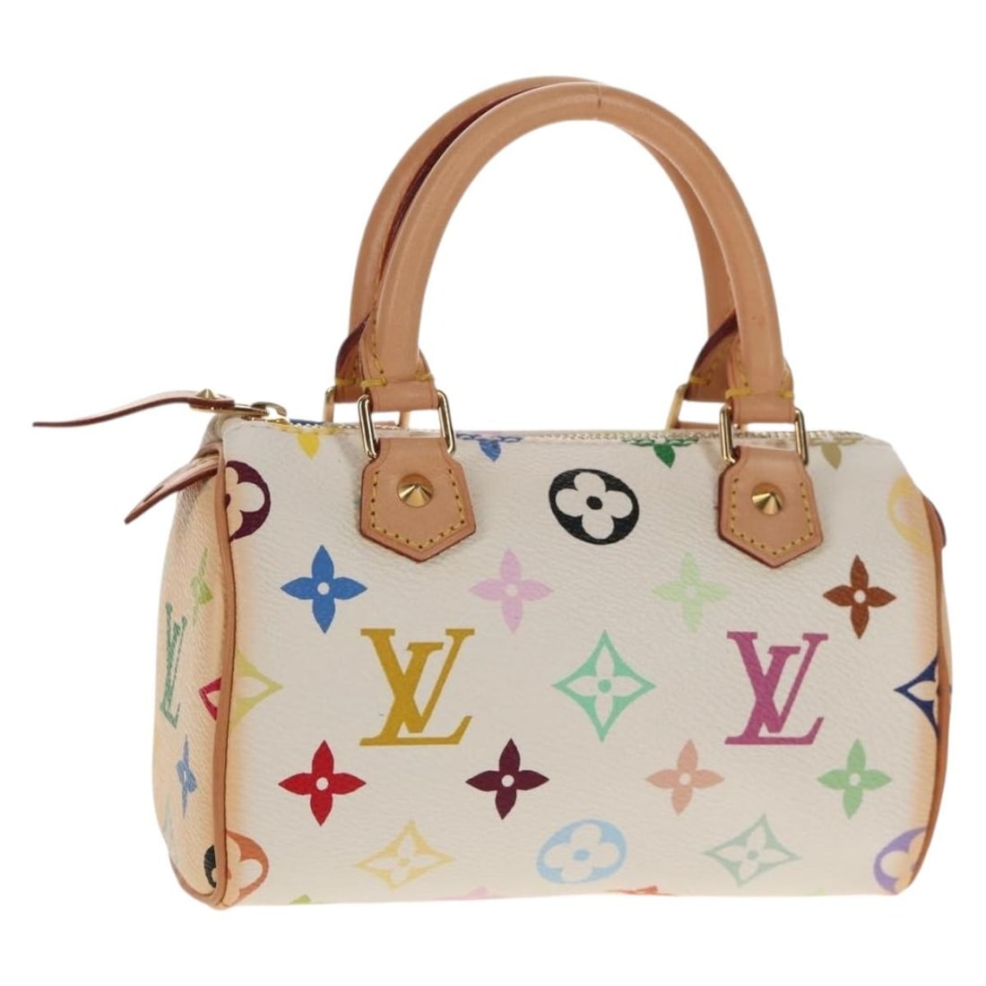 Louis Vuitton Monogram Multicolor Mini Speedy Hand Bag White M92645 Auth (1 of 18)