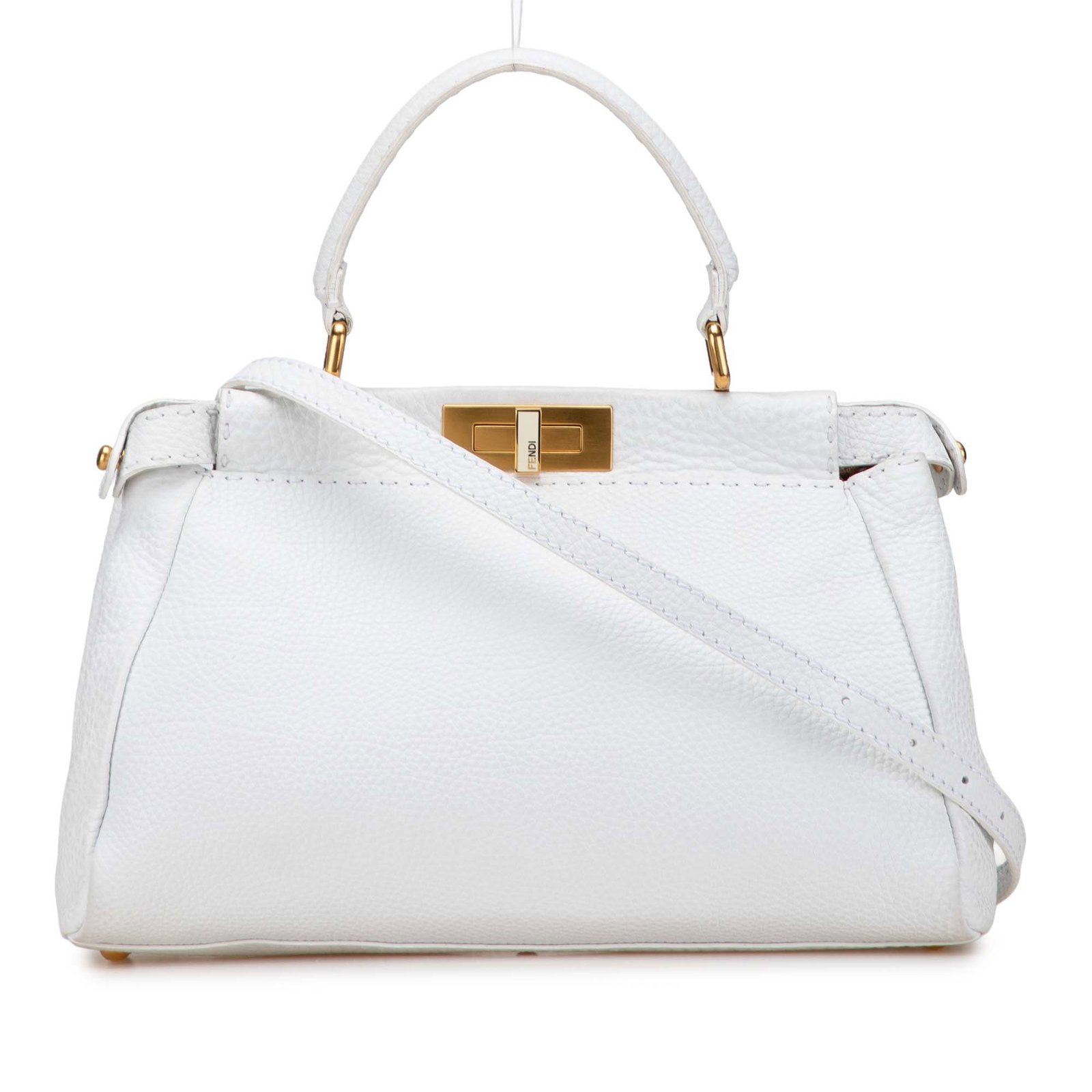 Fendi Medium Pebbled Leather Peekaboo Satchel White Italy: Fendi Medium Pebbled Leather Peekaboo Satchel White Italy This stylish Fendi Medium Pebbled Leather Peekaboo Satchel combines elegance with functionality. Crafted from premium leather, it features a f