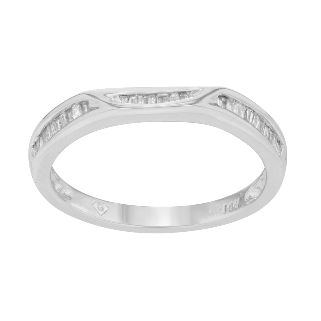 Rachel Koen 14k White Gold Diamond Wedding Band 0.22ct Baguette Size 7.25: Rachel Koen 14k White Gold Diamond Wedding Band 0.22ct Baguette Size 7.25 This exquisite Rachel Koen ladies' wedding band is crafted from high-polished 14k white gold and features a stunning channel-s