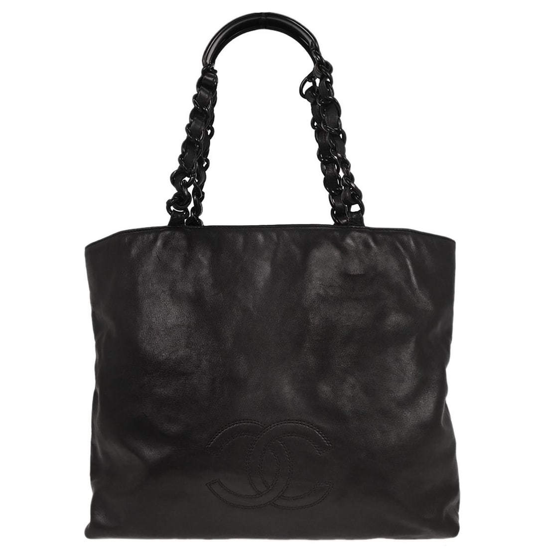 Chanel Black Lambskin Medium Tote Bag Double Handles Italy: Chanel Black Lambskin Medium Tote Bag Double Handles Italy This exquisite Chanel Black Lambskin Tote Bag is a sophisticated accessory for any occasion. Crafted from premium lambskin leather, this medi
