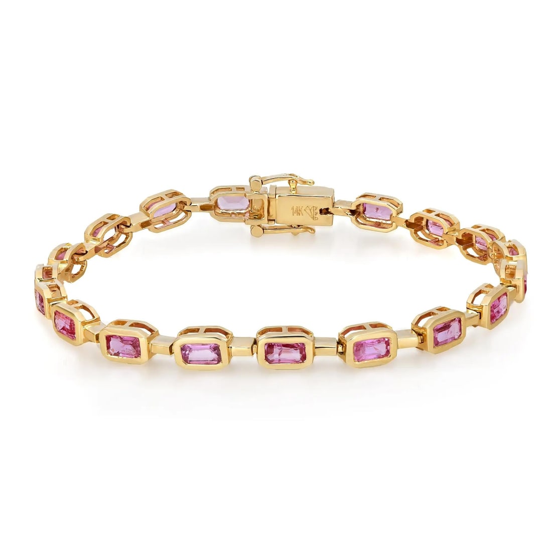 Rachel Koen 14K Yellow Gold Pink Sapphire Tennis Bracelet 5.28Cttw 7 Inches (1 of 4)