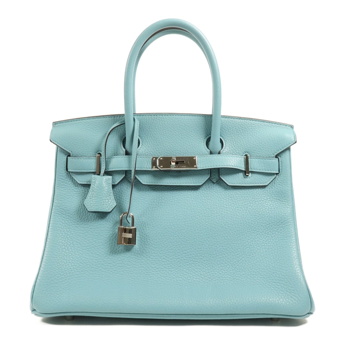 HERMES Birkin 30 Handbag Taurillon Clemence Blue PHW (1 of 18)